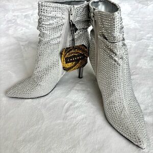 NINE WEST Doliah Sparkling Slouchy Pointy Toe Stiletto Heel Bootie--NWT--5.5